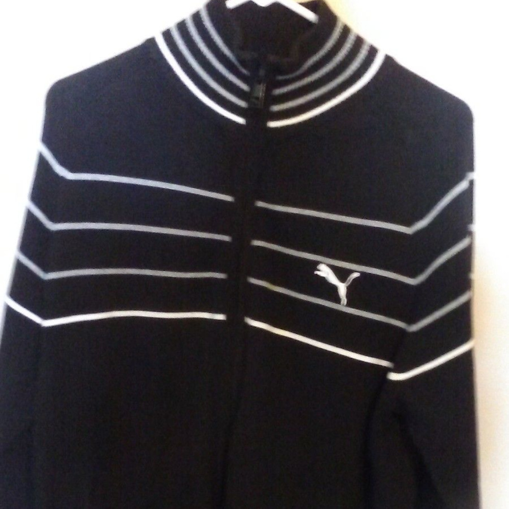 Puma Men's Black Jacket Striped Puma Logo size M